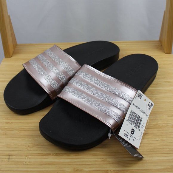 adidas sandals rose gold